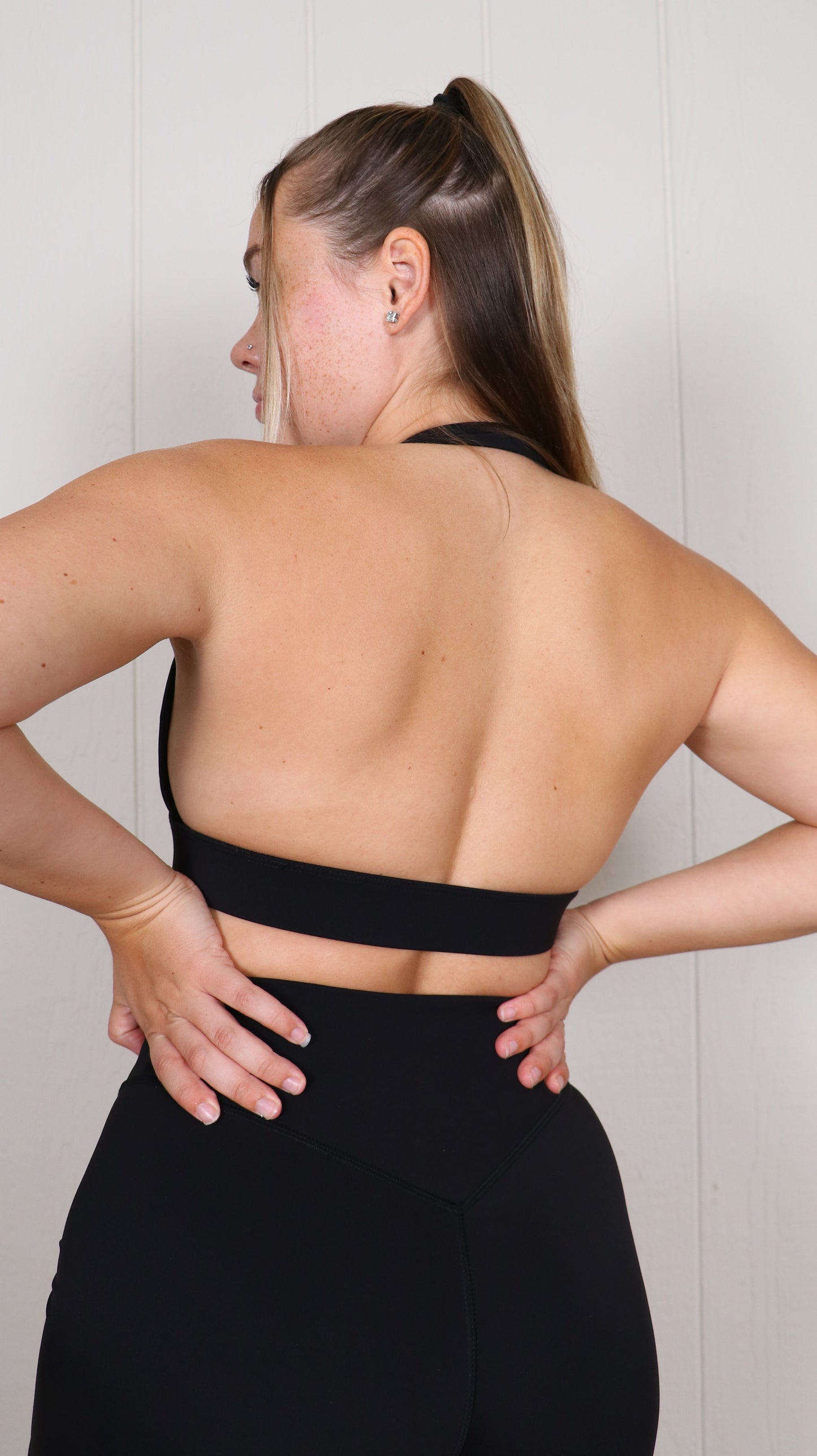 Halter Sports Bra - Midnight / Black