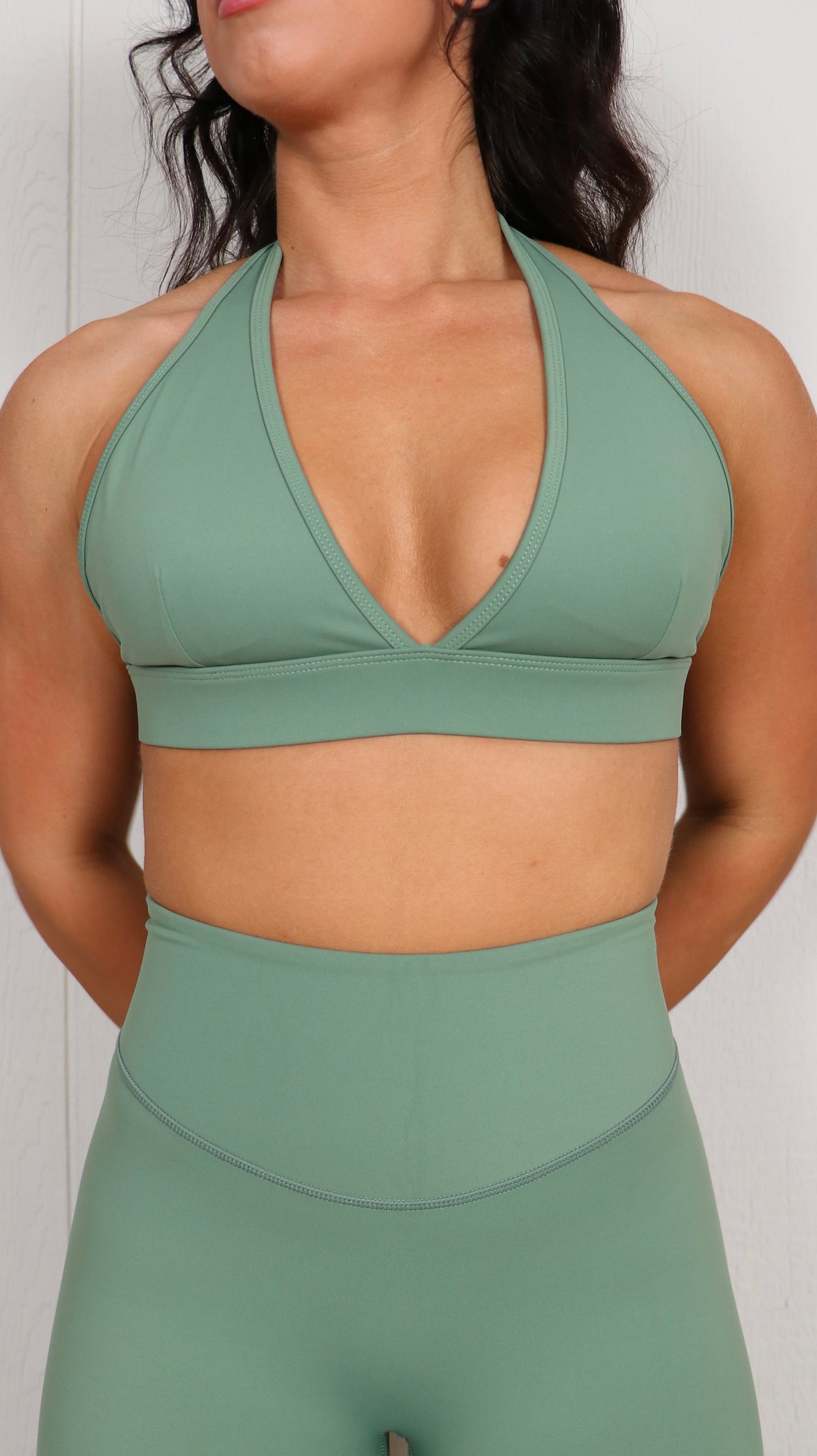 Halter Sports Bra - Forest