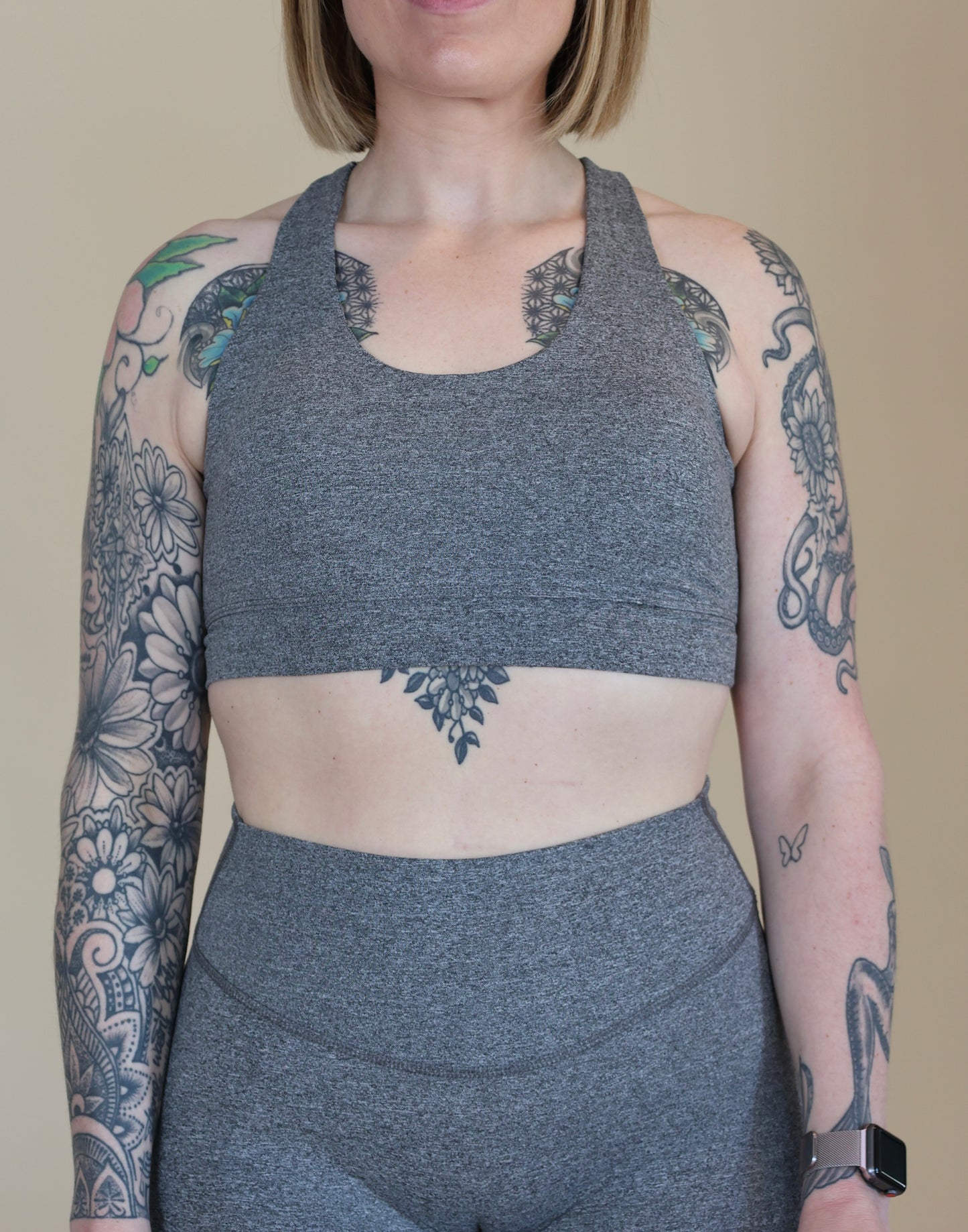 Essential Heathered Sports Bra - Dusty Wing