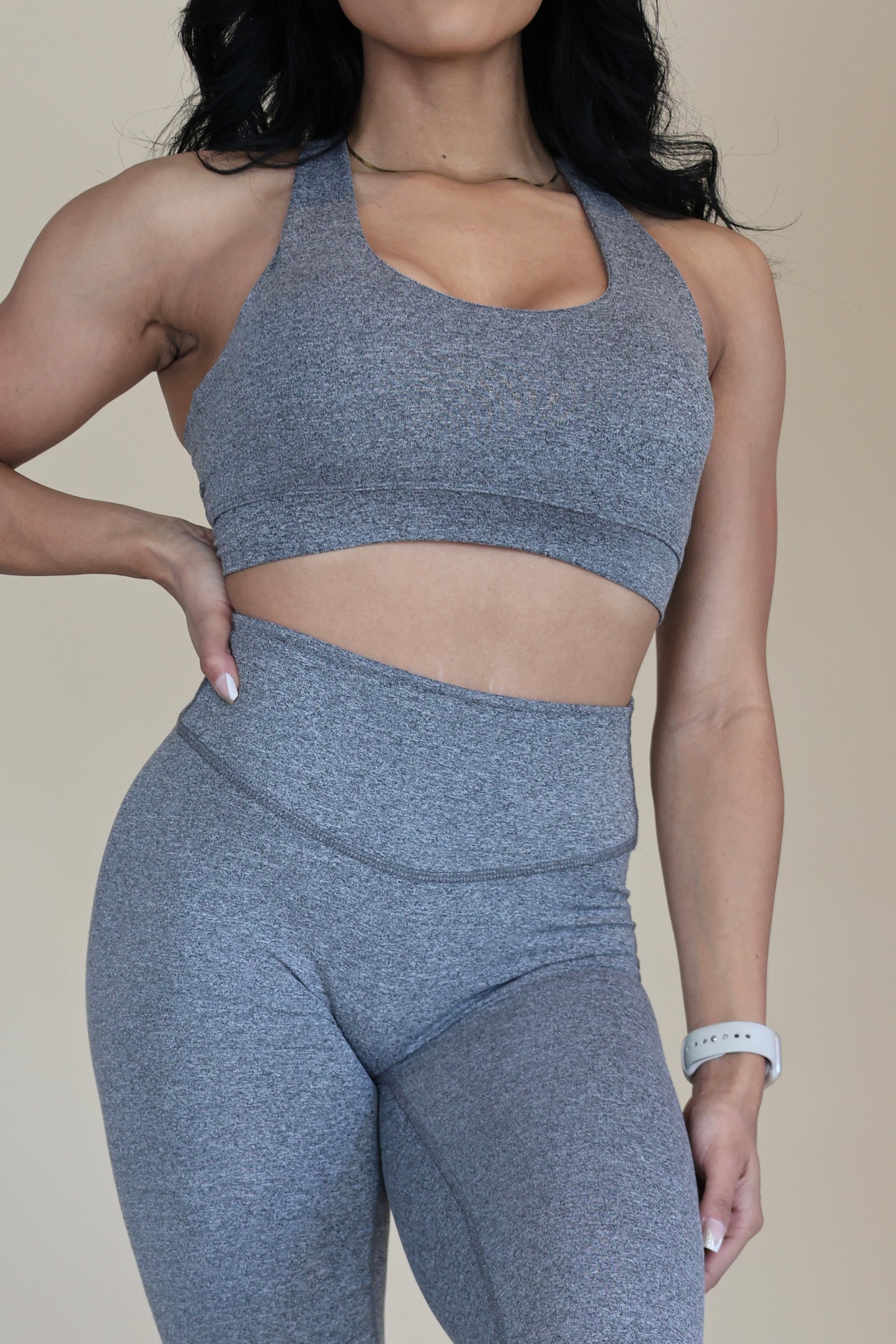 Essential Heathered Sports Bra - Dusty Wing