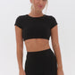 Cloud Comfort Open Back Crop Top Short Sleeve