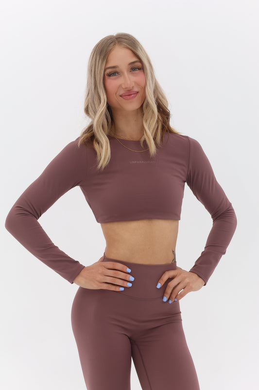 Cloud Comfort Open Back Crop Top Long Sleeve