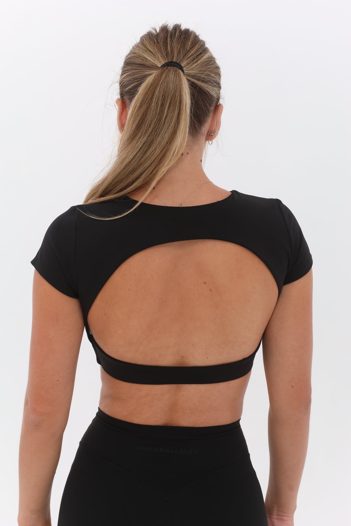 Cloud Comfort Open Back Crop Top Short Sleeve