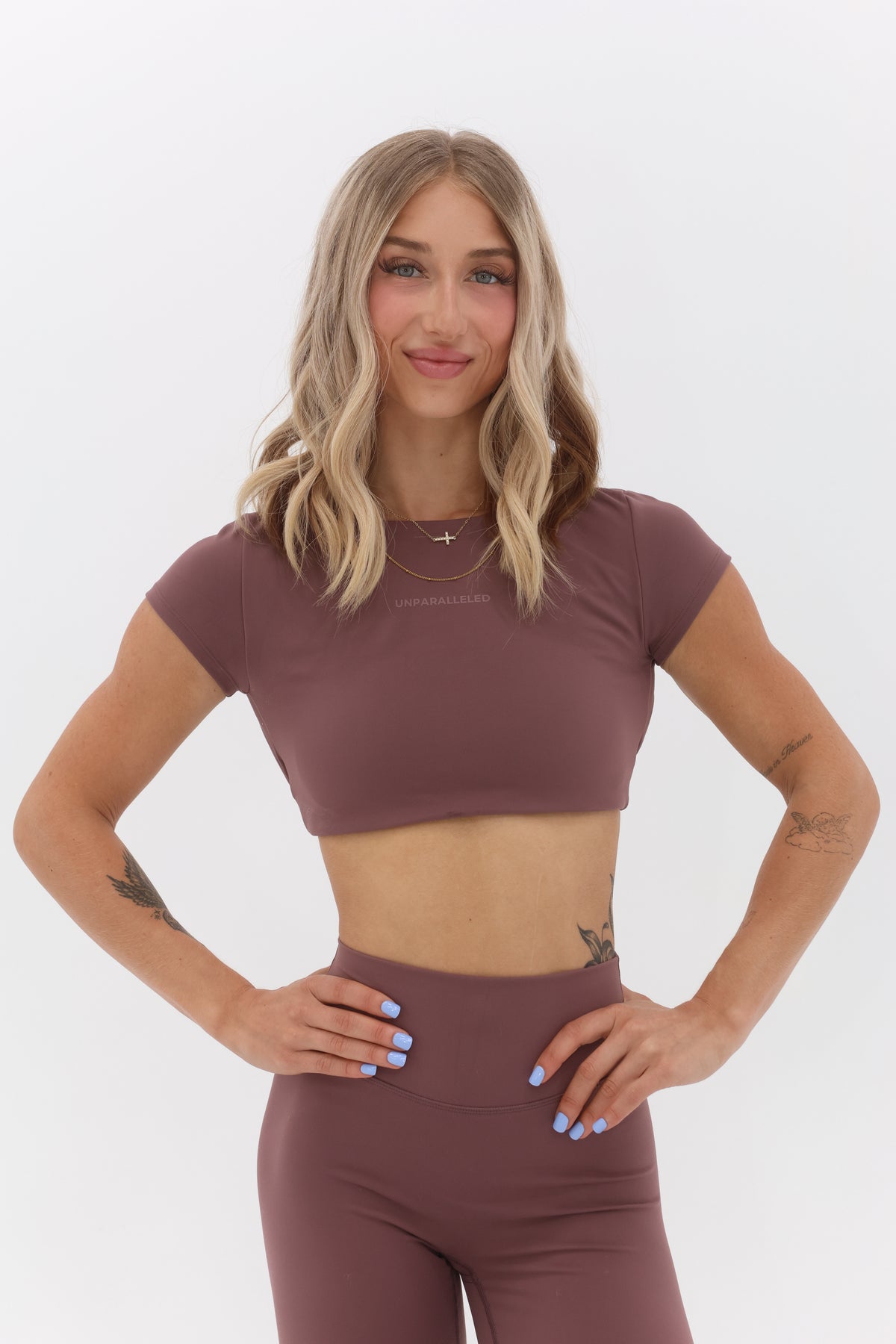 Cloud Comfort Open Back Crop Top Short Sleeve